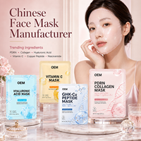 Masque facial en feuille de collagène PDRN OEM, masque facial en feuille à la vitamine C, éclaircissant, atténuant les taches brunes, unifiant le teint, hydratation intense