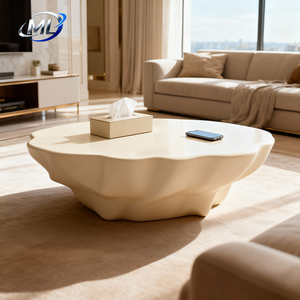 Mesa Auxiliar Redonda de Fibra de Vidrio Blanca para Sala de Estar, Estilo Nórdico Japandi Minimalista Moderno y Duradero, Muebles de Diseño de Lujo ML - Product Image 5