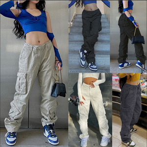 Pantalons streetwear pour femmes, très vendus, <span class=keywords><strong>avec</strong></span> <span class=keywords><strong>de</strong></span> nombreuses poches, jeans cargo en coton, baggy pour femmes - Product Image 3