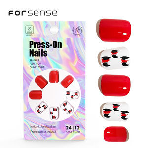 <span class=keywords><strong>Uñas</strong></span> postizas cuadradas cortas con logotipo personalizado diseñador de alta calidad blanco lechoso desnudo Prensa en <span class=keywords><strong>uñas</strong></span> superventas <span class=keywords><strong>uñas</strong></span> postizas Rojas reutilizables - Product Image 2