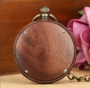 <span class=keywords><strong>Montre</strong></span> de poche <span class=keywords><strong>à</strong></span> quartz créative en bois antique, cadran numérique double cercle, chaîne épaisse, pour hommes et femmes, vente en gros - Product Image 2