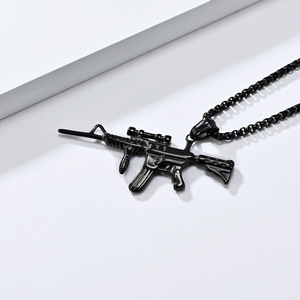 New yunnique style military fashion M416 assault rifle pendant necklace for men, hip-hop personalized jewelry and a - Product Image 4