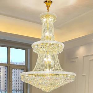 Grand lustre en cristal luxueux doré pour hall d'hôtel, luminaires suspendus, grand lustre en cristal - Product Image 5
