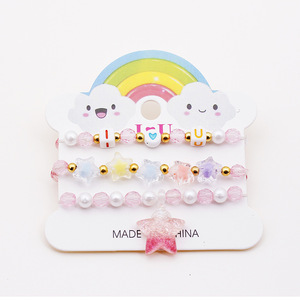 Yiwu produttore gioielli per bambini fatti a mano in cristallo colorato stella imitazione braccialetto di perline di perle per bambine - Product Image 1