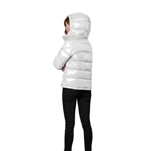 Red Hooded Puffer <b>Jacket</b> Woman <b>Men</b> Winter Warm Down Filled Zippered Casual Coat Solid Color PU Coated Regular Fit Solid colors - Product Image 6
