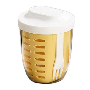 Gobelet à fruits à emporter, gobelet Mason, double couche, couvercle anti-fuite, portable, gobelet à salade pour le petit-déjeuner, travailleurs de bureau, femmes, plastique - Product Image 1