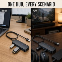 Câble Répartiteur USB 3.0 à 4 Ports DAJIANG OEM Personnalisé avec Interrupteur de Contrôle pour PC/Ordinateur Portable/Bureau, Extension Plug & Play