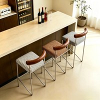 Chaise de bar design, style Bauhaus, haute, créative, avec dossier en acier inoxydable, pour îlot de cuisine