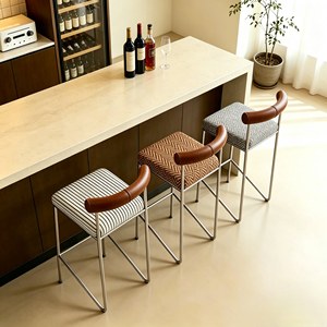 <span class=keywords><strong>Chaise</strong></span> de bar design, style Bauhaus, haute, créative, avec dossier en acier inoxydable, pour îlot de cuisine - Product Image 3