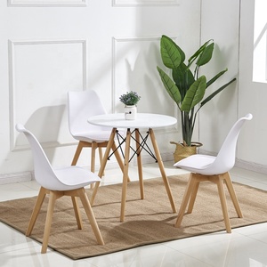 Ywj yaweijia <span class=keywords><strong>MDF</strong></span> Bắc Âu giá rẻ rắn gỗ bán buôn bàn tròn nhà hàng nhà bếp bảng thiết lập 4 ghế trắng bằng gỗ bàn ăn - Product Image 6