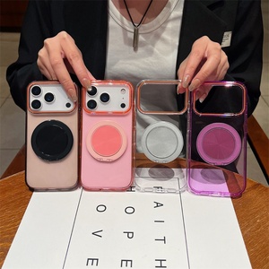 Funda magnética transparente con soporte de brújula para iPhone 17 Air 16 Pro 15 Max, carcasa trasera con anillo y soporte colorido - Product Image 1