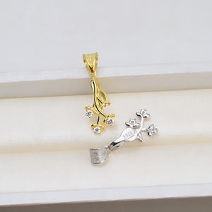 Collar de Perlas Barrocas de Plata S925 Hecho a Mano con Colgante de Flor para Mujer, Abalorio de Base Hueca, Accesorio Wenchi China - Product Image 4