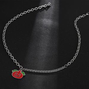 Collar con Colgante de Calabaza de Halloween Estilo Punk, Esmalte Verde y Rojo, Fantasma, Acero Inoxidable, para Hombre y Mujer - Product Image 5