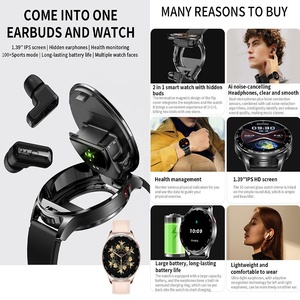 Đàn ông phụ nữ sang trọng TWS 2 trong 1 Earbuds smartwatches với tai nghe không dây tai nghe thể thao đồng hồ thông minh reloj inteligente - Product Image 3