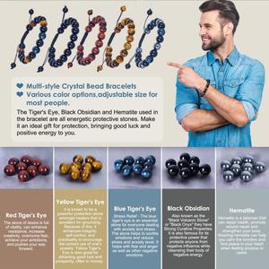 Vente en gros des meilleurs bracelets pour hommes en pierre naturelle œil <span class=keywords><strong>de</strong></span> <span class=keywords><strong>tigre</strong></span> <span class=keywords><strong>de</strong></span> 10mm, agate tissée à la main, bijoux en perles et pierres précieuses à boucle unique - Product Image 3