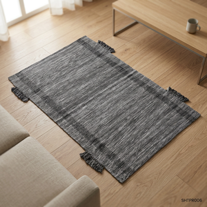 Tapis de porte en coton et laine fait main, style moderne, tissage plat, motif rayé, épaisseur fine, écologique, antidérapant, en caoutchouc - Product Image 6