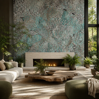 Dalle de quartzite vert amazonite - Pierre naturelle vert turquoise avec veinage blanc pour comptoir, mur et sol, polie