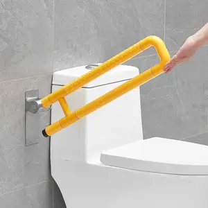 U şekilli küpeşte 24 inç tuvalet korkulukları engelli plastik naylon katlanır banyo tutamağı s engelli ABS banyo tutamağı