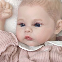 Poupée Reborn Fille R&B de 18 Pouces, Réaliste, Mignonne, Yeux Bleus Ouverts, avec de Longues Cils