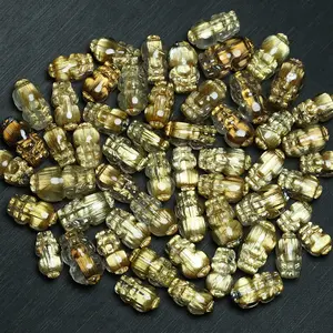 wholesale small natural golden rutilated quartz crystal carved pi xiu pendant