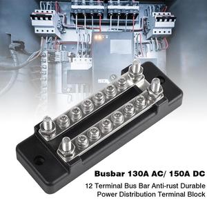 บัสบาร์แบบสองแถว 12 ช่อง 150A 12-48V ขั้วต่อทองแดงสำหรับรถยนต์ รถบ้าน เรือยอชท์ การจ่ายไฟ - Product Image 4