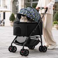 Poussette pour animaux de compagnie avec cabine amovible, pliable, cadre métallique, maille respirante, roues en EVA, logo personnalisé, vente en gros OEM