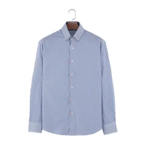 Customize Button Up Collar Formal Shirt 100%cotton Breathable Fabric Bamboo Long Sleeve Casual Striped Shirts