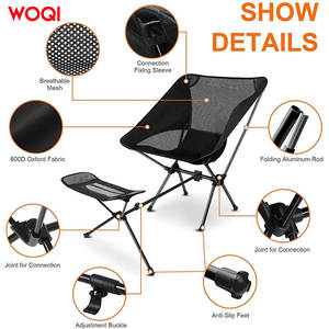 Chaise de plage pliable Woqi pour le camping en plein air, chaise longue portable en acier à gravité zéro, noire, 20,9x13,8x26,4 pouces - Product Image 2