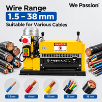 Machine à dénuder les fils électrique automatique/manuelle We Passion WP-038, 11 trous, 1,5-38 mm, dénudeur de fils en cuivre, 370 W