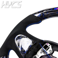 Setir Kemudi LED RPM Serat Karbon Forged Biru Kustom untuk MINI Cooper S 50 JCW R57 R56 R55 R54 R53 R52 R51 R50 F54 F55 F56