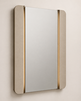 Miroir de salle de bain LED personnalisé pour hôtel avec éclairage double aile Greige Mineral Lightwell
