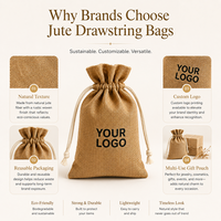 Sacs en toile de jute personnalisés avec logo, pochette cadeau à cordon, sac en fibre de chanvre naturelle pour bougies, savons, café, thé, emballage de mariage et de fêtes