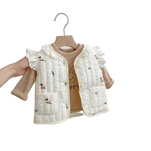 2024 Winter Girl Baby Thickened Warm Jacket Infant Printed Fly Sleeve Vest Cardigan Jacket Baby Coats