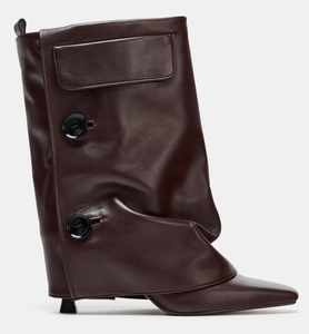 Personalizzazione del Produttore. <span class=keywords><strong>Tacco</strong></span> a spillo <span class=keywords><strong>medio</strong></span>. <span class=keywords><strong>Stivaletti</strong></span> con <span class=keywords><strong>Tacco</strong></span> in Pelle con Linguetta Posteriore per Facile Calzata - Product Image 1