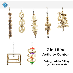 Giocattoli per Uccelli, Set di Giocattoli per Pappagalli, Giocattolo da Appendere per Gabbia, Campanella Colorata, Scaletta da Arrampicata per Conure e Lovebird - Product Image 1