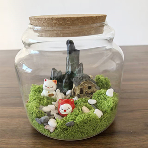 Vaso in Vetro Trasparente con Coperchio in Sughero per Decorazione Mini Paesaggio <span class=keywords><strong>Naturale</strong></span> con Piante da Tavolo per <span class=keywords><strong>Casa</strong></span> e Ufficio 15cm - Product Image 2