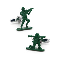 Boutons de manchette en laiton de conception de soldats de dessins animés en gros de couleur verte