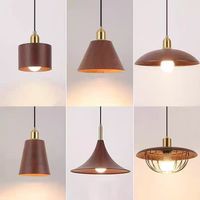 Lámpara Colgante LED de Hierro Forjado de Estilo Japonés Minimalista, Altura Ajustable, Acabado en Veta de Nogal para Decoración Vintage en Comedores