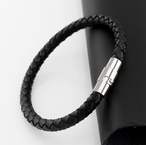 Braided PU Leather <b>Bracelet</b> Silver Clasp Unisex Classic Style - Product Image 1