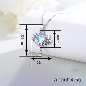 Elegante Collar con Colgante de Lágrima de Loto para Mujer, Estilo Piedra Lunar, Joyería de Moda para Uso Diario, Regalo - Product Image 4