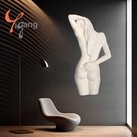 Artesanía de resina de diseño personalizado Sexy mujer hermosa desnuda modelo 3D escultura artística de fibra de vidrio para la pared del dormitorio de la sala de estar