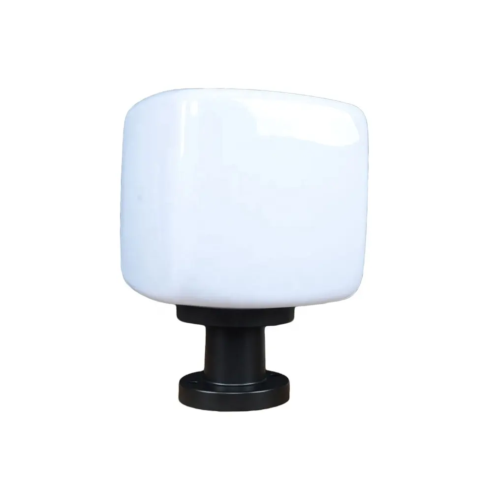 25Cm opal square clear globe modern design outdoor pillar light weather proof gate cube lamp