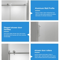 Portes de douche en verre 5/16, 3/8 pouces, portes de douche coulissantes sans cadre pour salle de bain, portes de douche coulissantes simples en verre trempé pour appartement