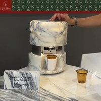 GOLDKING Home Kitchen Cafe Bar Ensembles de café en marbre veiné blanc et gris pour expresso et cappuccino, fabrication OEM ODM directe d'usine