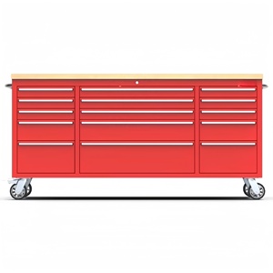 Màu Đỏ Tráng 72 Inch Nhiệm Vụ Nặng Nề Thép Không Gỉ Xe Đẩy Công Cụ Ngực Hộp Công Cụ Tủ Với 15 Ngăn Kéo Cho Vườn Nhà Để Xe Hội Thảo - Product Image 2