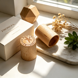 Tapas de madera de pino personalizadas para frascos de cosméticos, para lociones, cremas y contenedores de crema para ojos, embalaje OEM con grabado láser e impresión UV. - Product Image 2