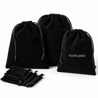 Pochette en velours doux avec cordon de serrage, logo personnalisé, sac d'emballage réutilisable pour bijoux, cosmétiques, câbles électroniques, cadeaux