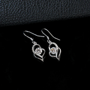 925 silver cultivated diamond elegant silver <b>hook</b> pendant <b>earrings</b> - Product Image 2