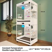 Cage à oiseaux intelligente de luxe à double couche, grande volière moderne d'intérieur pour perroquets avec système de température constante, cages mobiles pour oiseaux