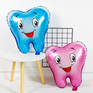 Ballons en aluminium en forme de dents roses et bleues, grande taille, pour la première <span class=keywords><strong>dent</strong></span>, décoration de fête, baby shower, fête d'anniversaire pour garçon ou fille, ballons à l'hélium, sourire, dents - Product Image 6